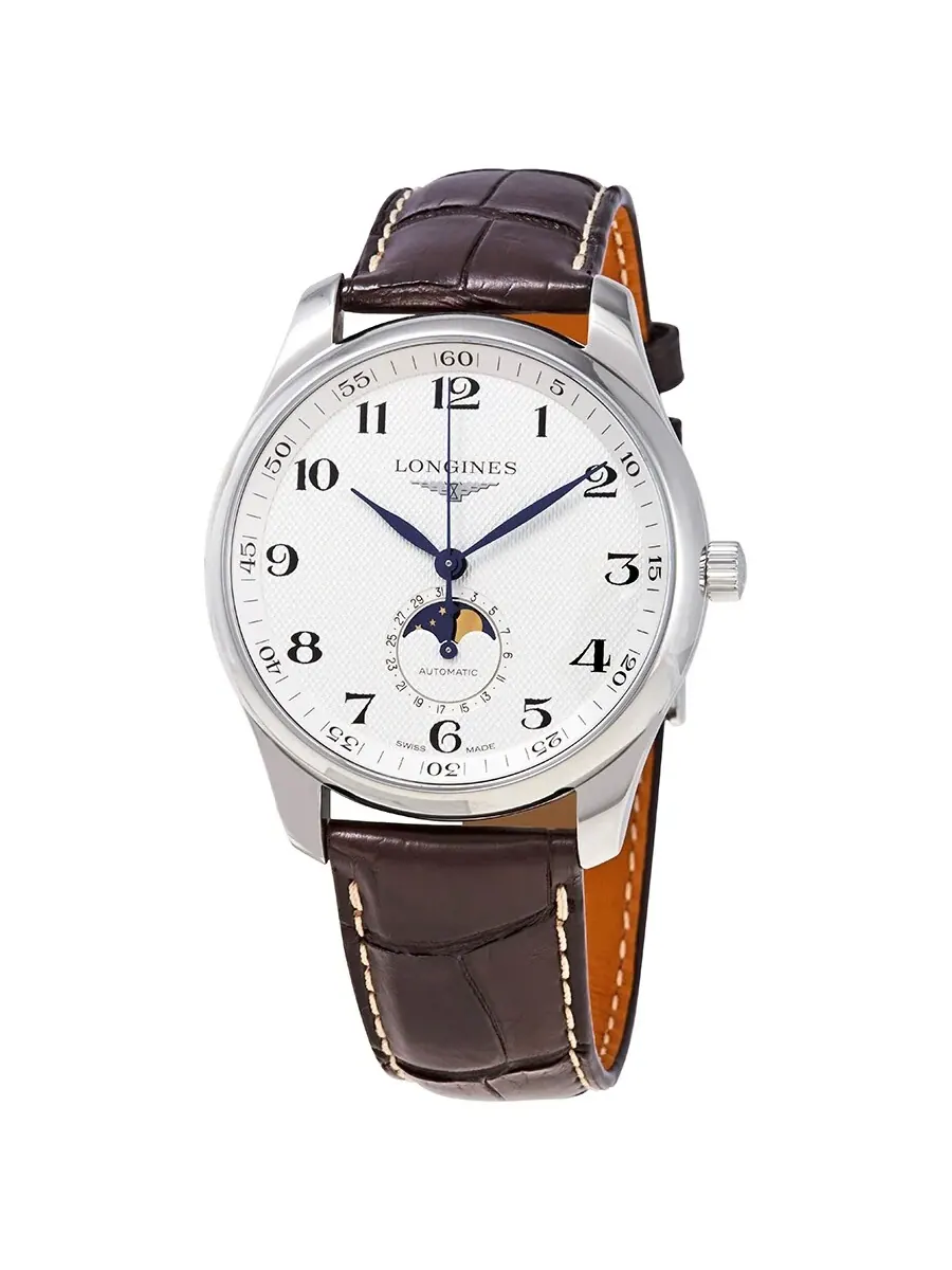 Мужские часы Longines Master с серебристым циферблатом и коричневым кожаным ремешком L29194783 — изображение 1 из 3