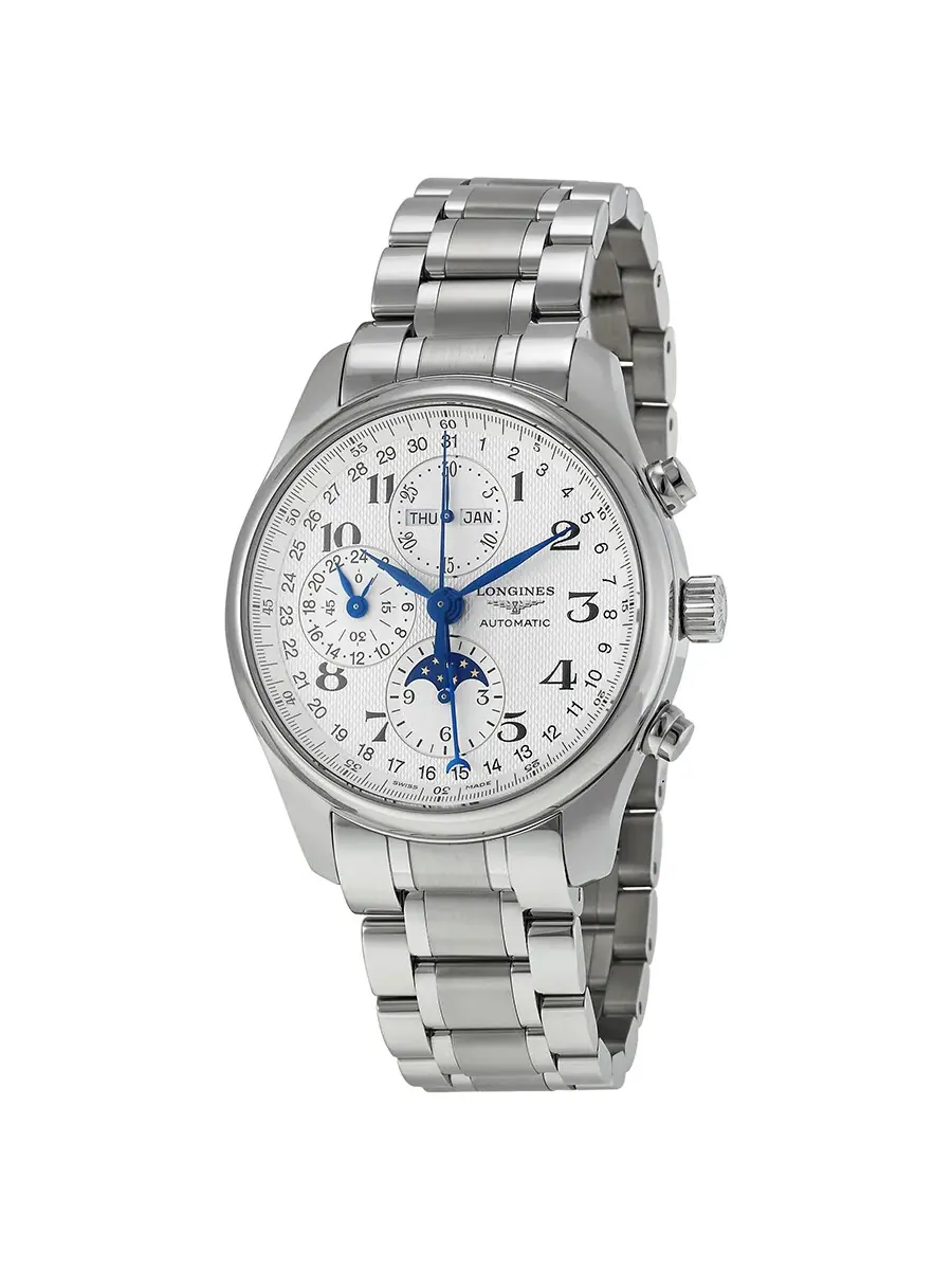 Мужские часы Longines Master Collection с автоматическим хронографом L27734786 — изображение 1 из 3, оттенок серебряный
