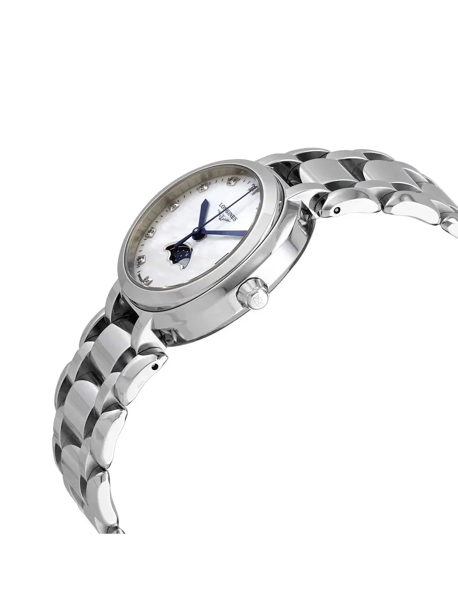 Часы Longines Prima Luna Quartz с белым циферблатом и бриллиантами для мужчин и женщин L8.115.4.87.6 — изображение 2 из 6
