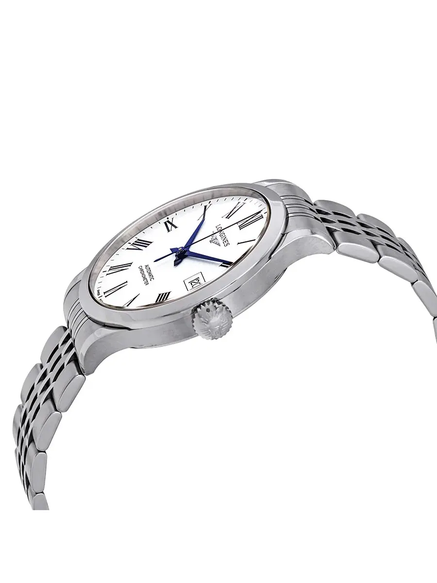 Мужские часы Longines Record Automatic с белым циферблатом L28204116 — изображение 2 из 3, оттенок серебряный