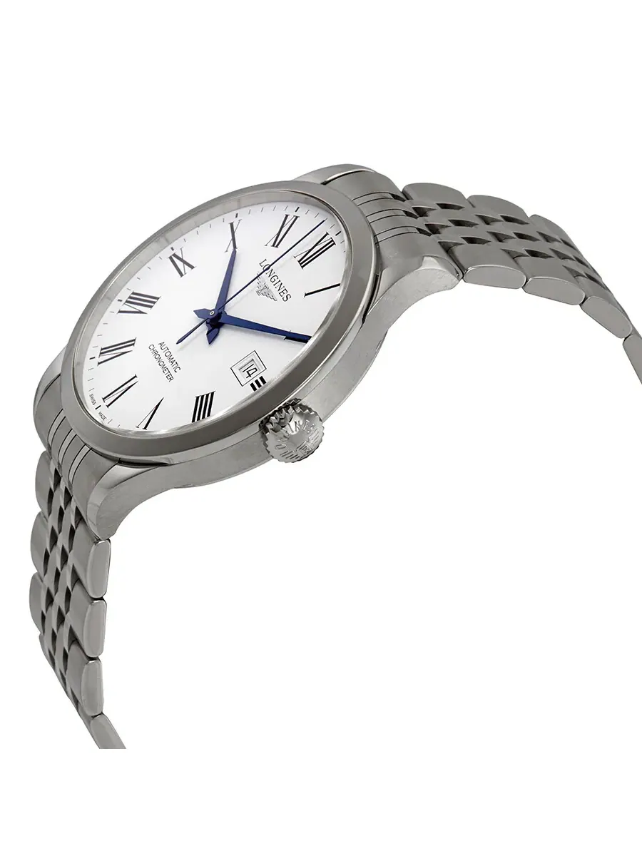 Мужские часы Longines Record Automatic с белым циферблатом L28214116 — изображение 2 из 3, оттенок серебряный