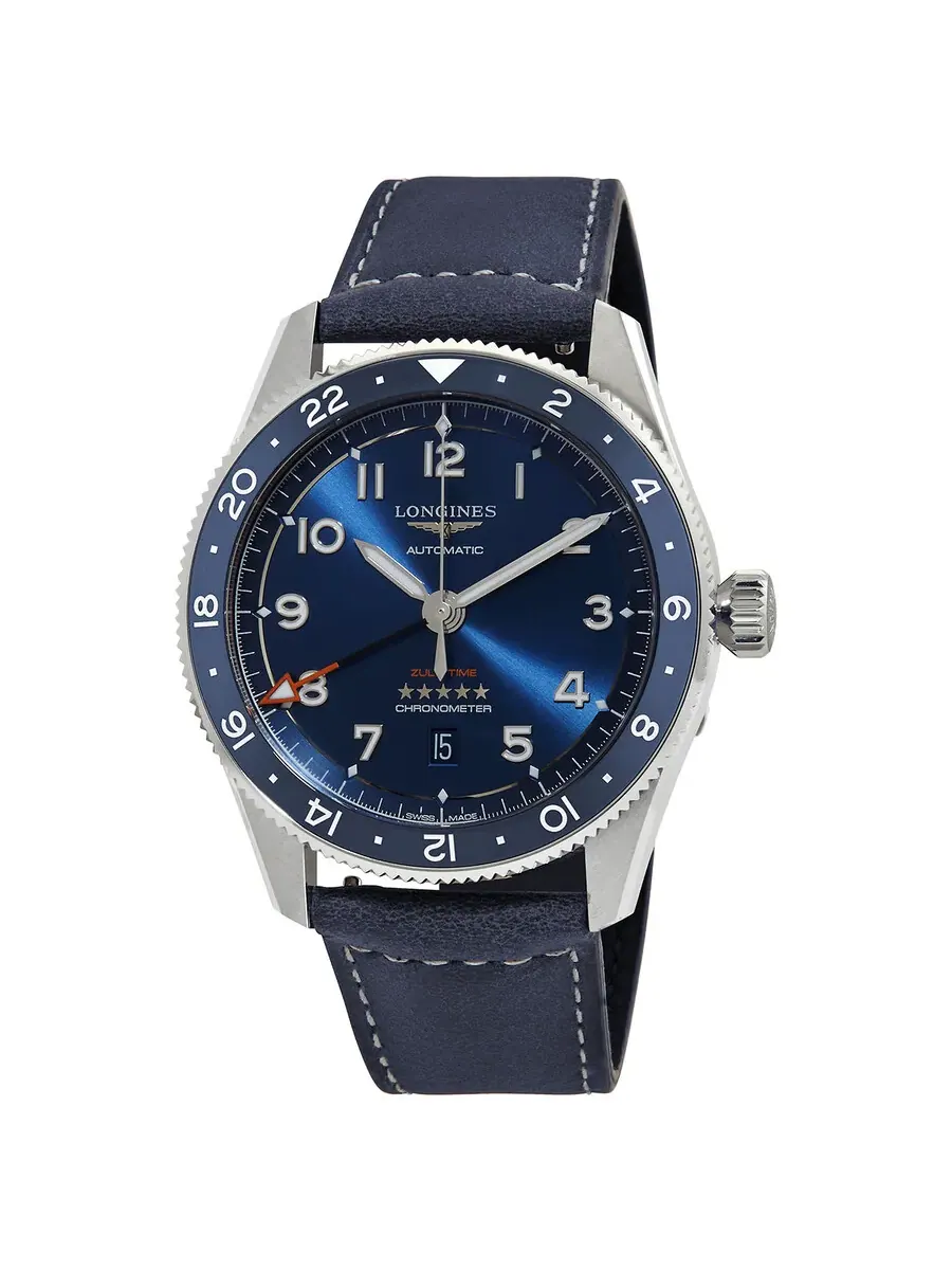 Мужские часы Longines Spirit Zulu Time Automatic с синим циферблатом L3.812.4.93.2 — синий
