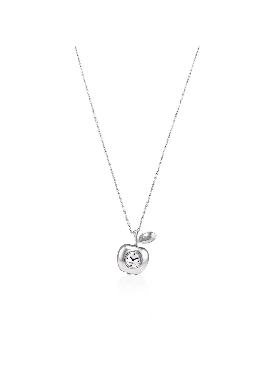 Marc Jacobs кварцевые серебристые циферблатные дамские наручные часы с кулоном в виде яблока MJ0120179307, оттенок серебряный