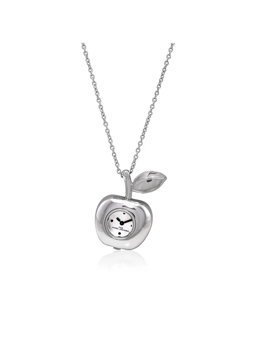 Marc Jacobs кварцевые серебристые циферблатные дамские наручные часы с кулоном в виде яблока MJ0120179307, оттенок серебряный
