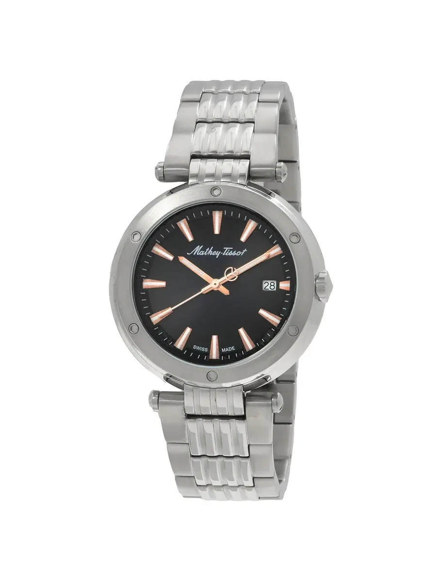 Мужские часы Mathey-Tissot Neptune Quartz с черным циферблатом H912RRN — серебристый
