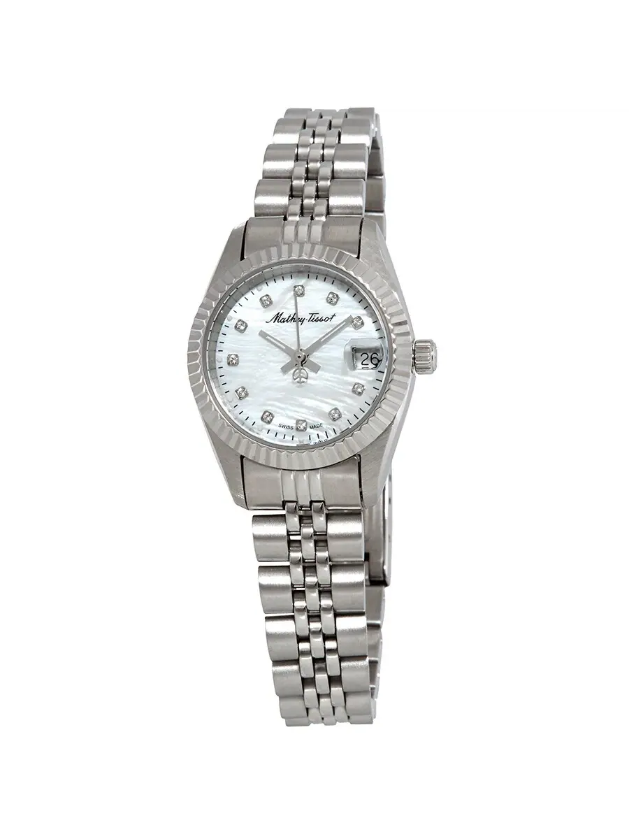 Женские часы Mathey-Tissot Mathey II Quartz с белым перламутровым циферблатом D710AI — серебристый