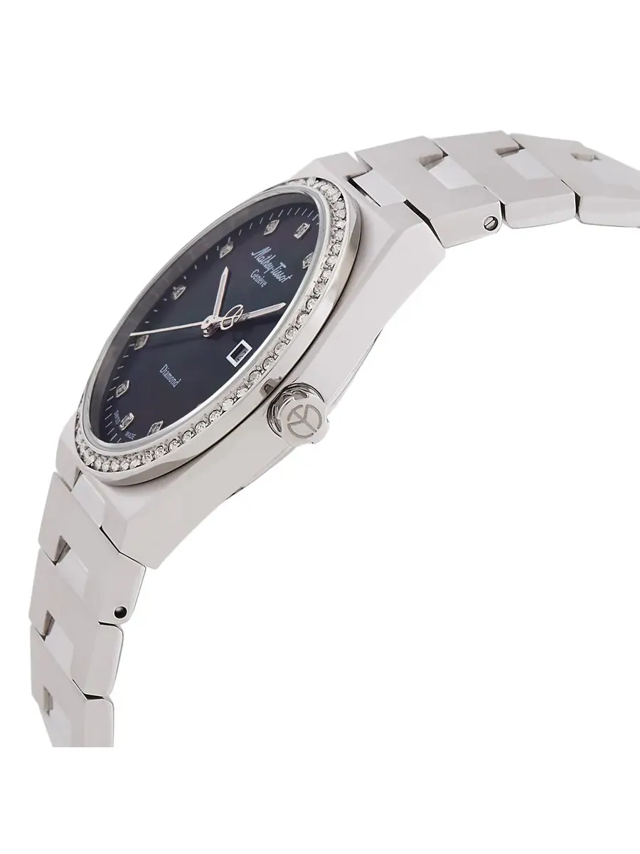 Женские часы Mathey-Tissot Zeus с кварцевым механизмом и черным циферблатом с бриллиантами D118SAN — изображение 2 из 3