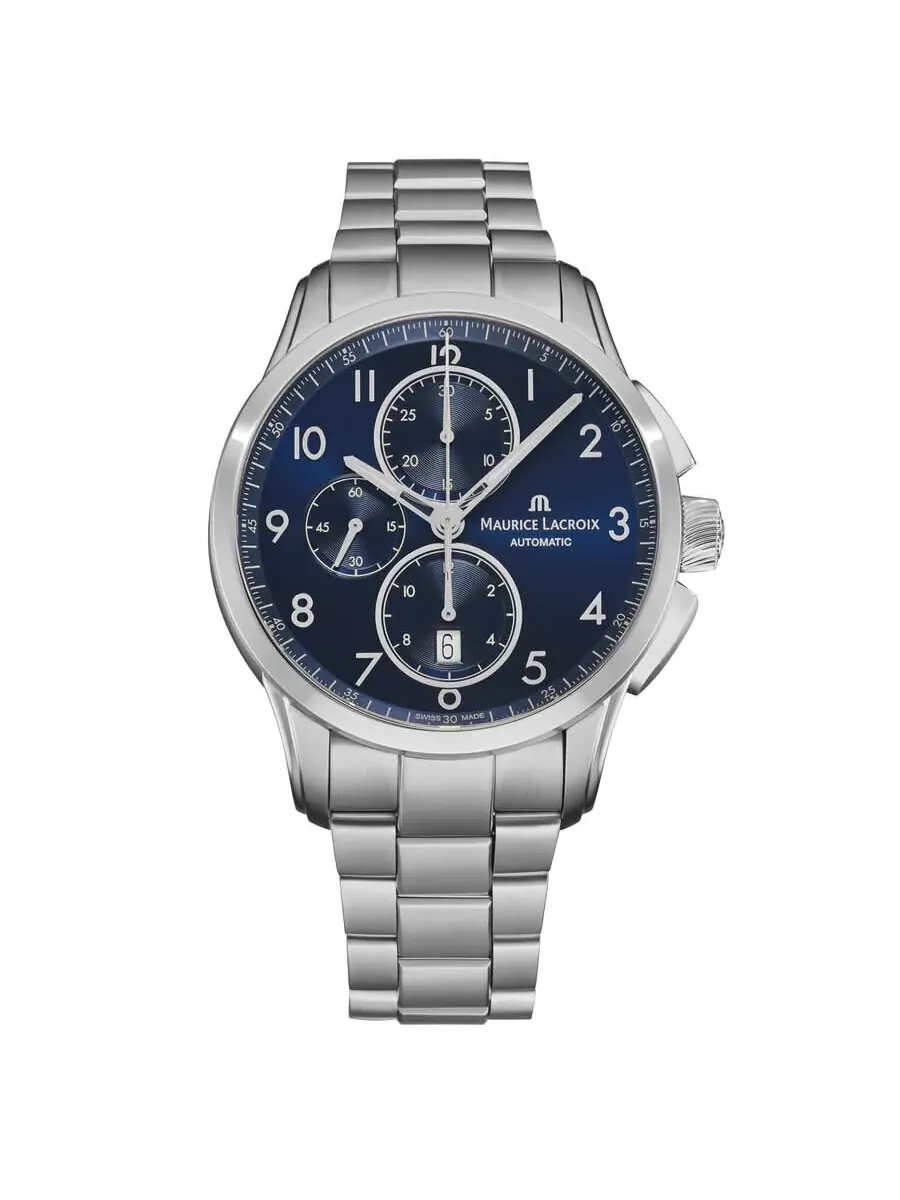 Мужские часы Maurice Lacroix Pontos Chronograph Automatic с синим циферблатом PT6388-SS002-420-1 — изображение 1 из 5