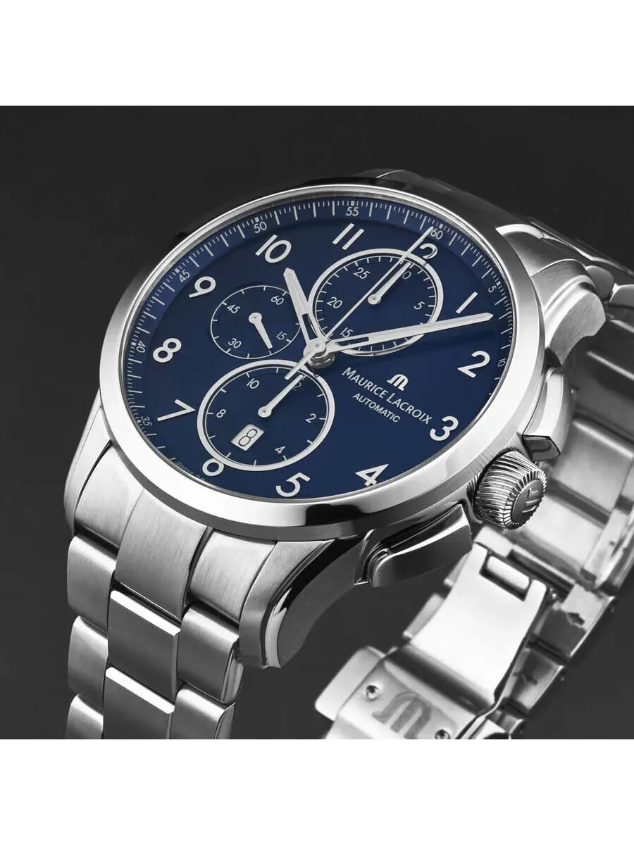 Мужские часы Maurice Lacroix Pontos Chronograph Automatic с синим циферблатом PT6388-SS002-420-1 — изображение 2 из 5