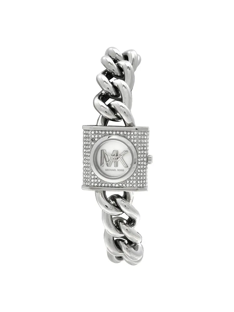 Женские часы Michael Kors Mk Chain Lock с белым циферблатом MK4718 — изображение 1 из 3, оттенок серебряный