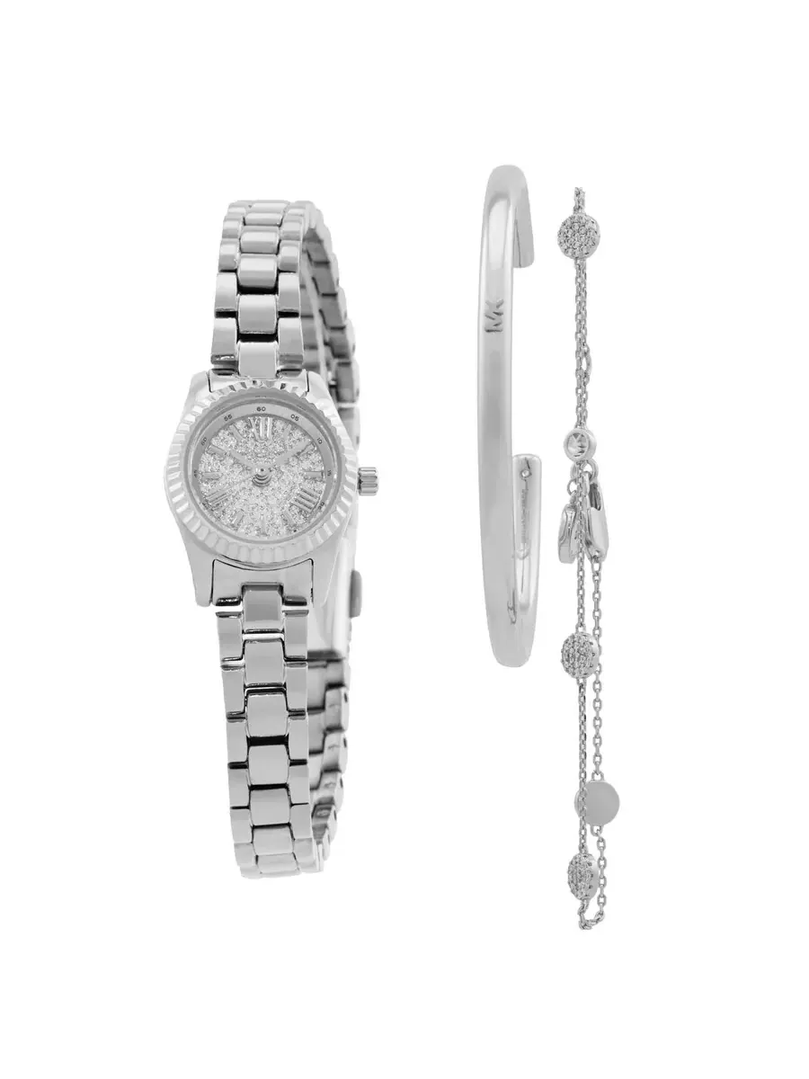 Женские часы Michael Kors Petite Lexington с кварцевым механизмом и подарочный набор ювелирных украшений — изображение 1 из 4