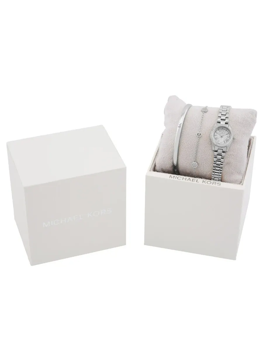 Женские часы Michael Kors Petite Lexington с кварцевым механизмом и подарочный набор ювелирных украшений — изображение 4 из 4