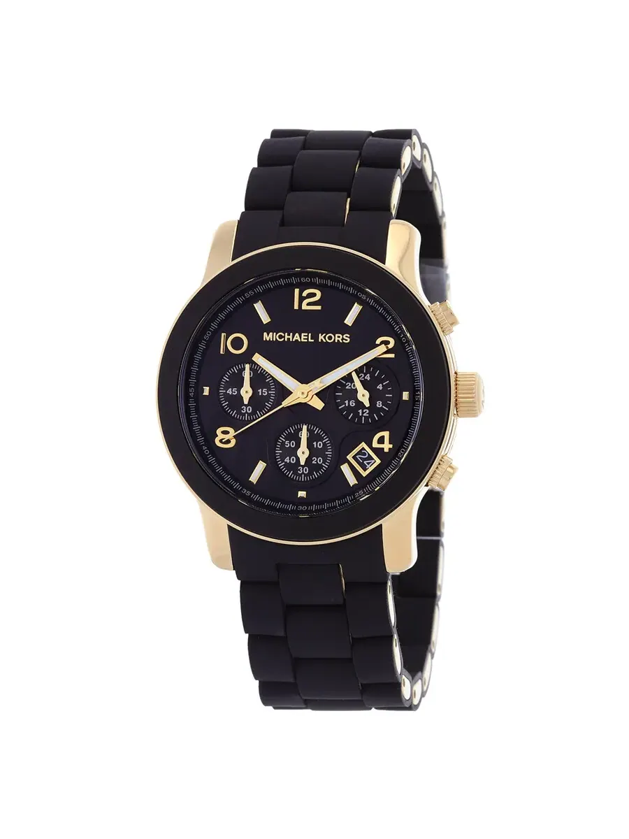 Женские кварцевые часы Michael Kors Runway Chronograph с черным циферблатом MK7385 — изображение 1 из 3, оттенок черный