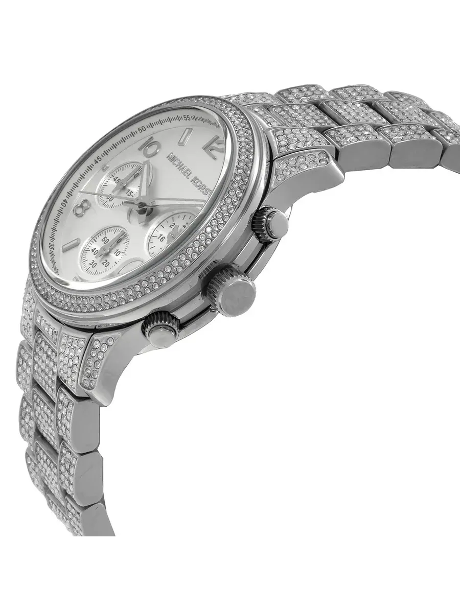 Женские часы Michael Kors Runway Pave Chronograph Quartz с серебристым циферблатом MK7434 — изображение 2 из 3