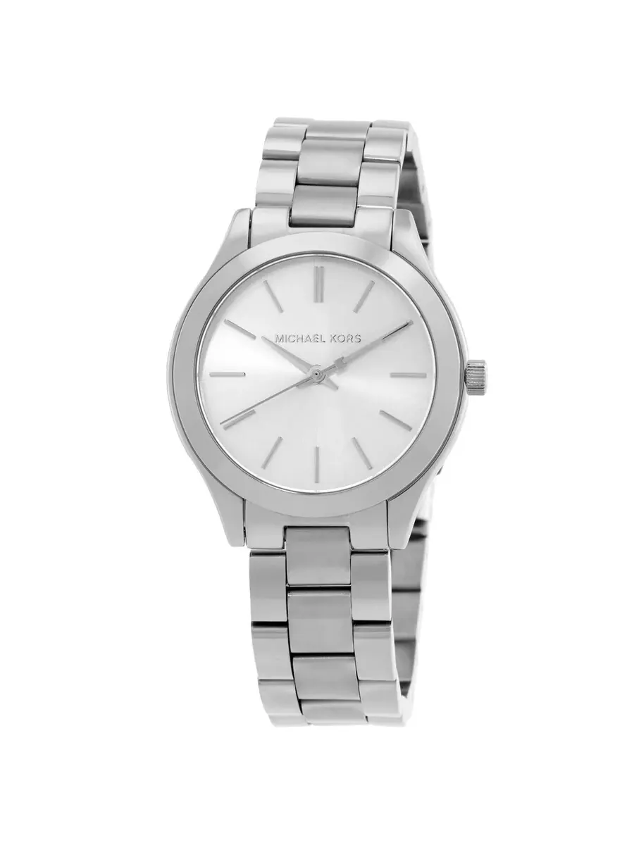 Женские часы Michael Kors Slim Runway с кварцевым механизмом, серебристым циферблатом, набор MK7563SET