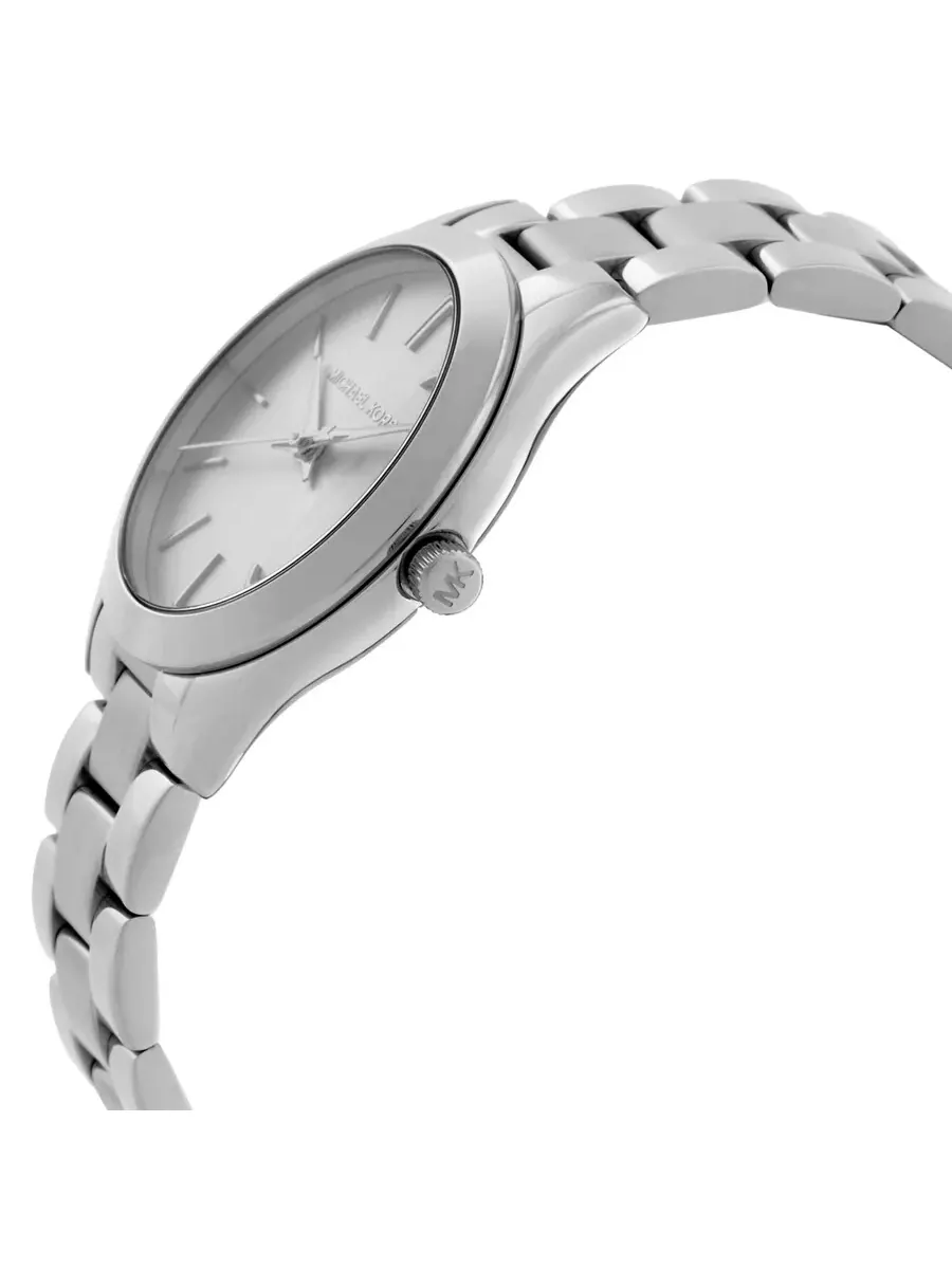 Женские часы Michael Kors Slim Runway с кварцевым механизмом, серебристым циферблатом, набор MK7563SET — изображение 2 из 4