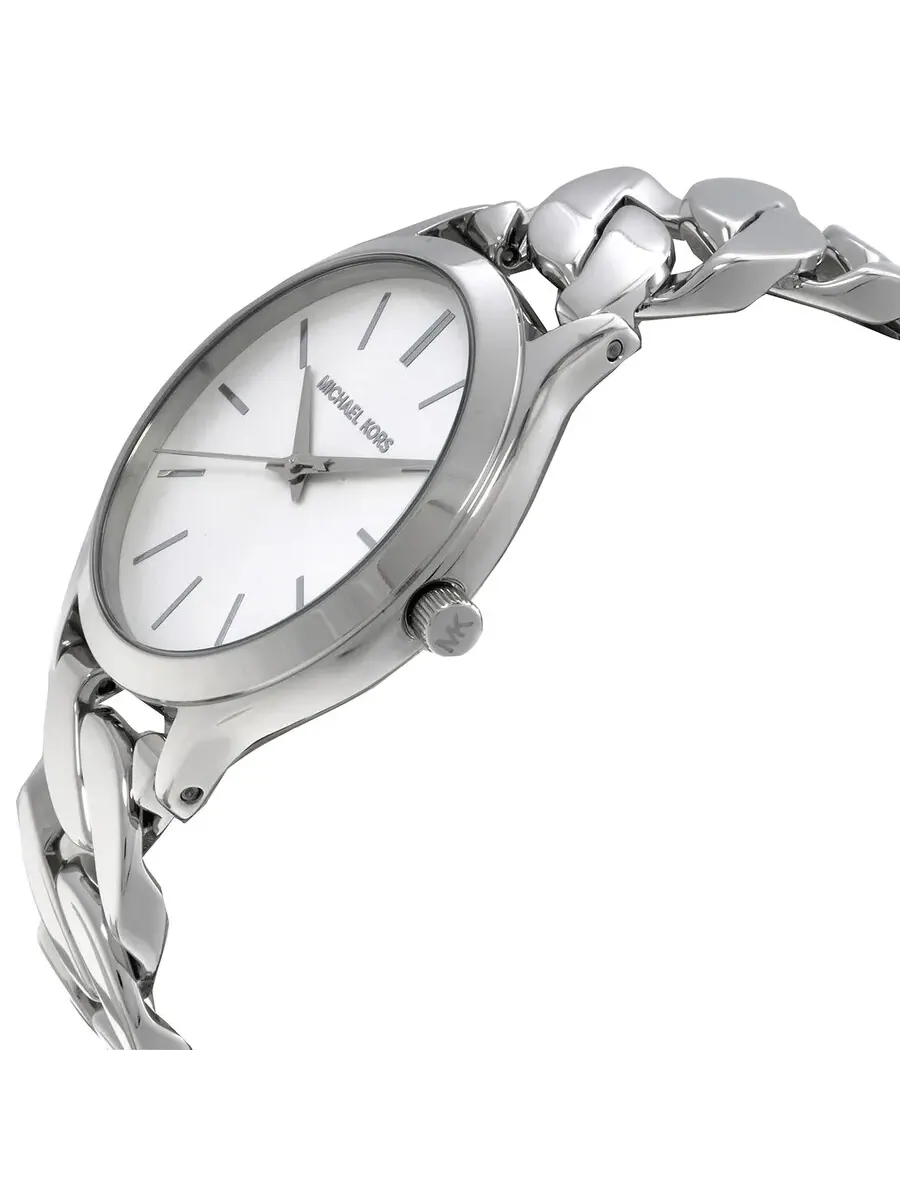 Женские часы Michael Kors Slim Runway Quartz с белым циферблатом MK7474 — изображение 2 из 3, оттенок серебряный