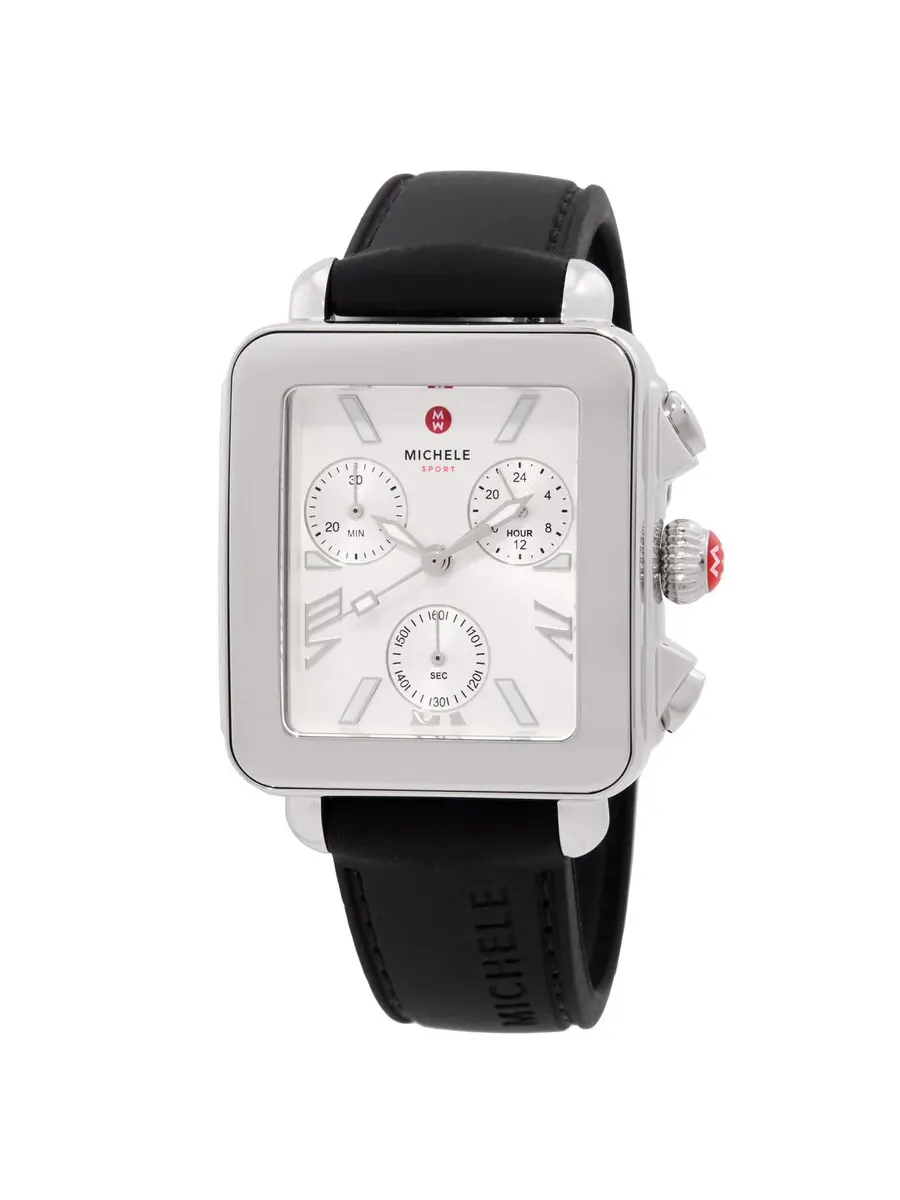 Женские кварцевые часы Michele Deco Sport Chronograph с серебристым циферблатом MWW06K000071