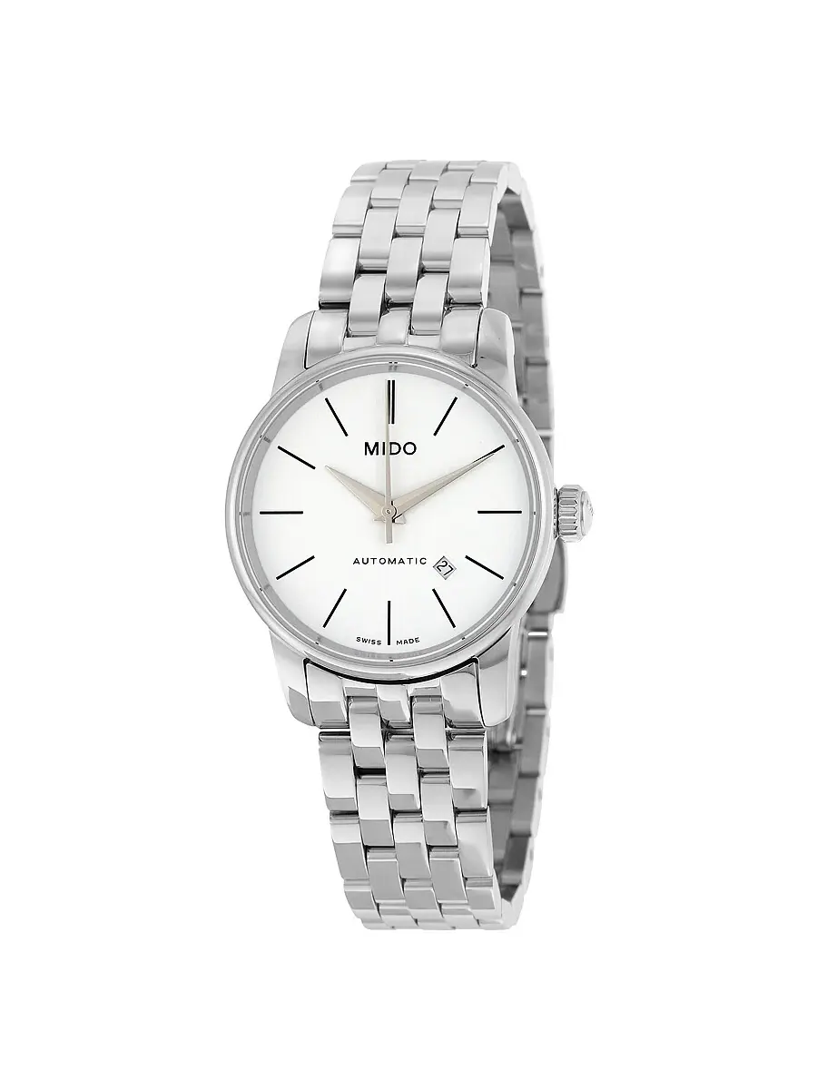 Женские часы Mido Baroncelli Automatic с белым циферблатом из нержавеющей стали M76004761 — серебристый