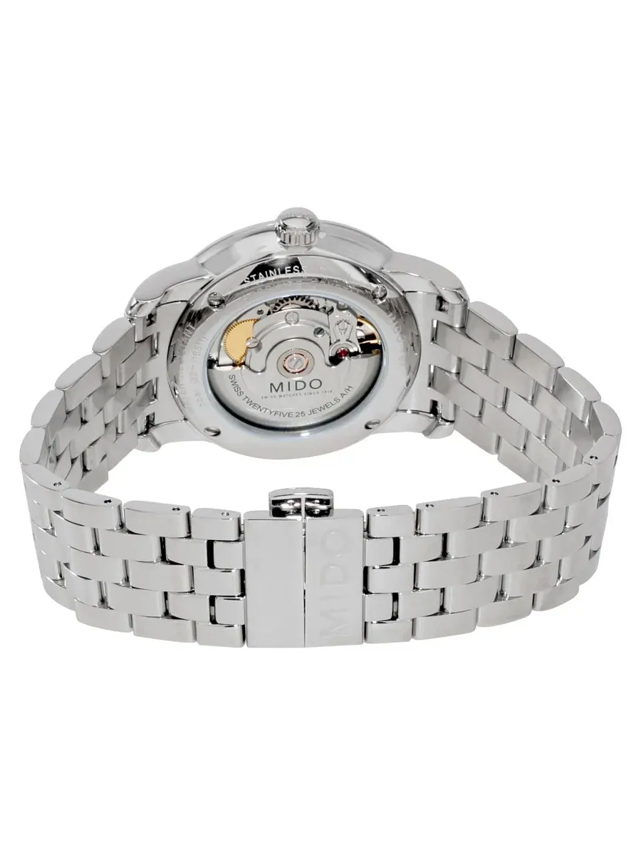 Мужские часы Mido Baroncelli II с автоматическим механизмом, белым циферблатом и бриллиантами M86004661 — изображение 3 из 3