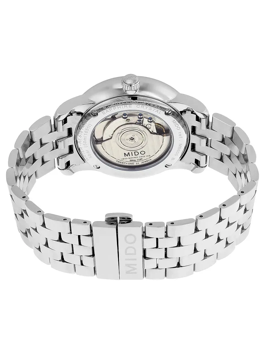 Мужские механические часы Mido Baroncelli II с индикатором запаса хода M86054181 — изображение 3 из 3, оттенок серебряный