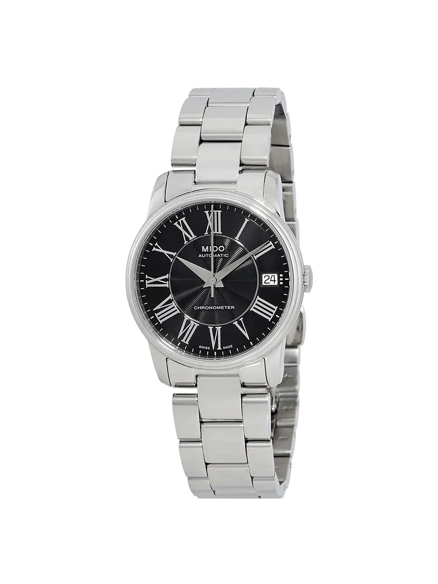 Женские часы Mido Baroncelli III Automatic с черным циферблатом M010.208.11.053.00 — изображение 1 из 3, оттенок серебряный