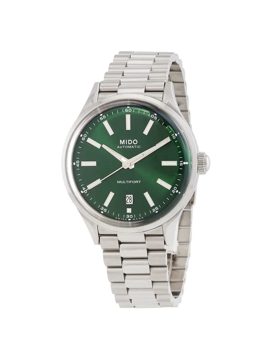 Мужские часы Mido Multifort Automatic с зеленым циферблатом M0404071109100 — изображение 1 из 4, оттенок серебряный