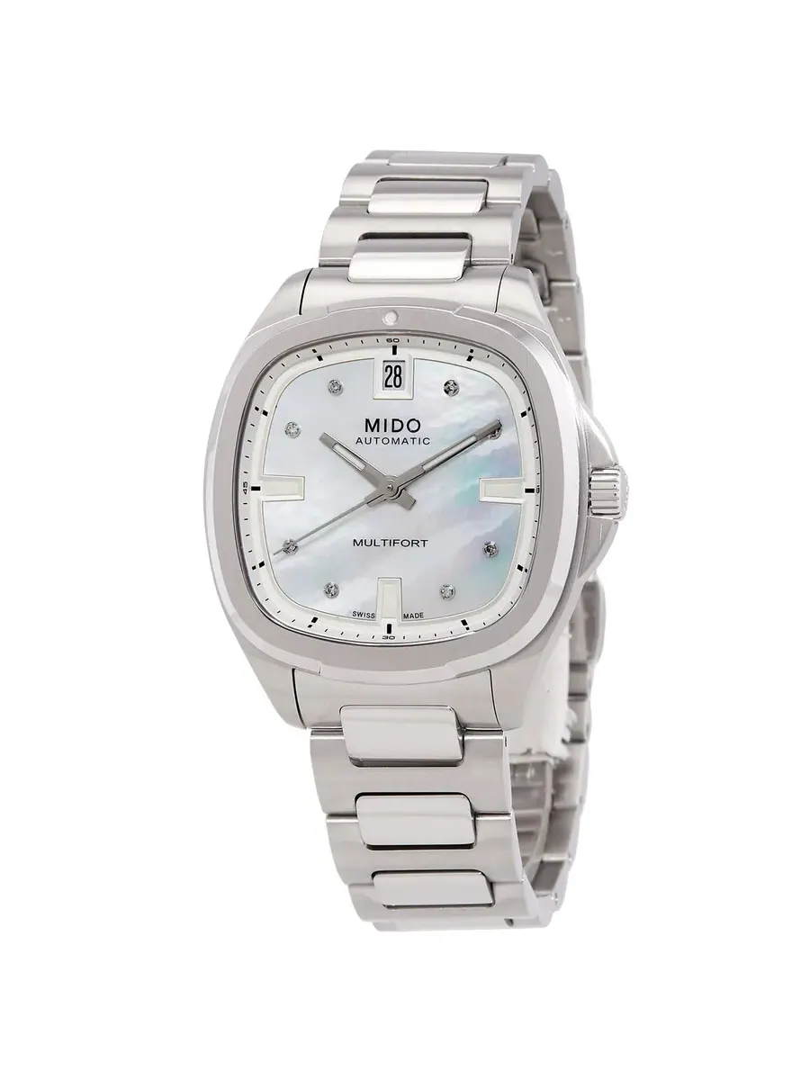 Часы Mido Multifort TV Automatic с белым перламутровым циферблатом и бриллиантами M0493071110600 — изображение 1 из 3