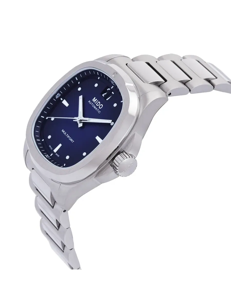 Мужские часы Mido Multifort TV Big Date Automatic с синим циферблатом M0495261104100 — изображение 2 из 3, оттенок серебряный