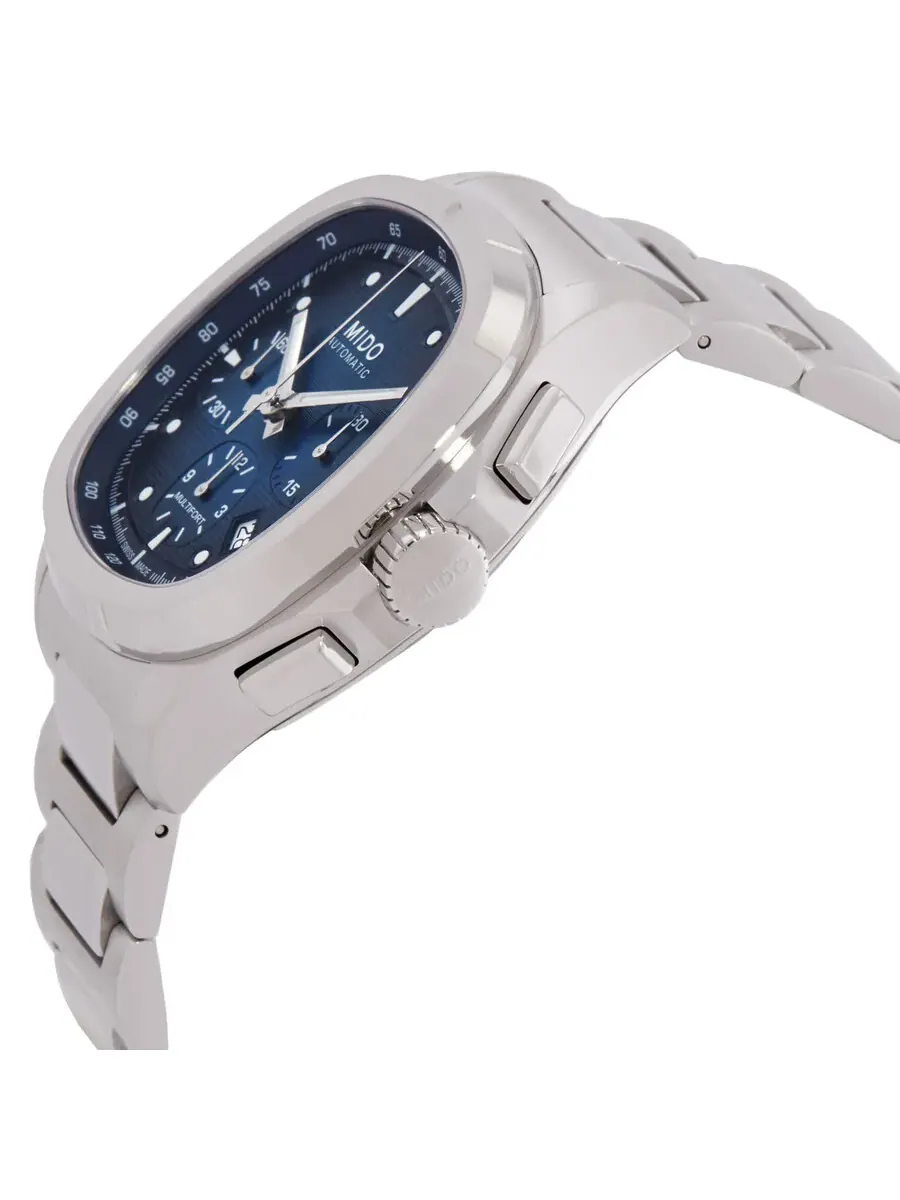 Часы Mido Multifort TV Chronograph Automatic с синим циферблатом M049.527.11.041.00 — изображение 2 из 3, оттенок серебряный