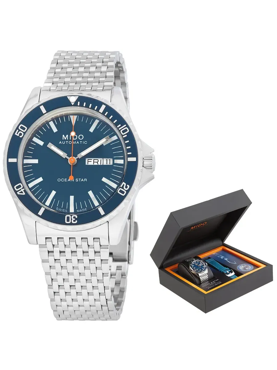 Мужские часы Mido Ocean Star Automatic с синим циферблатом M0268301104100 — изображение 1 из 4, оттенок серебряный