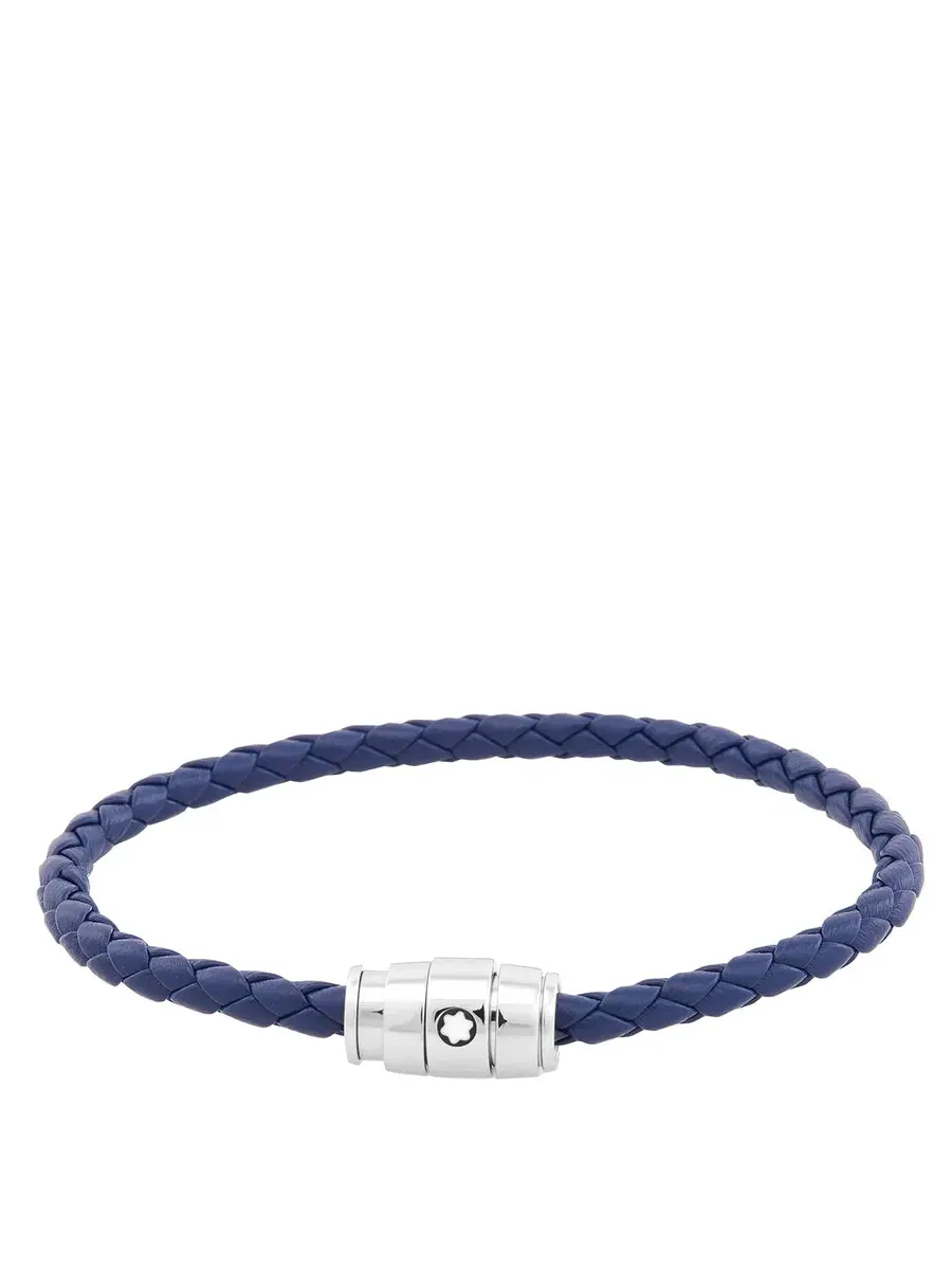 Браслет Montblanc из стали с синей кожей, размер 63 — изображение 1 из 3, оттенок синий