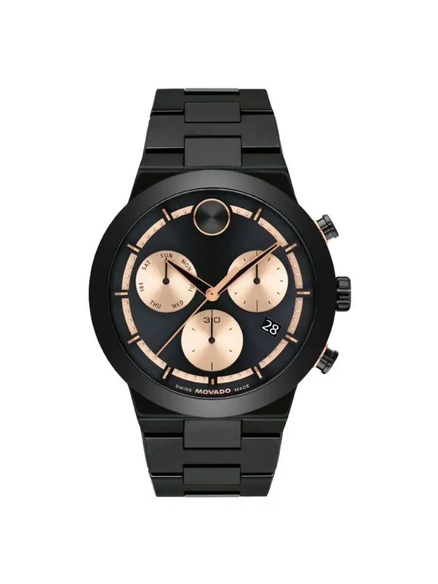 Мужские часы Movado Bold Quartz с черным циферблатом 3601282 — черный