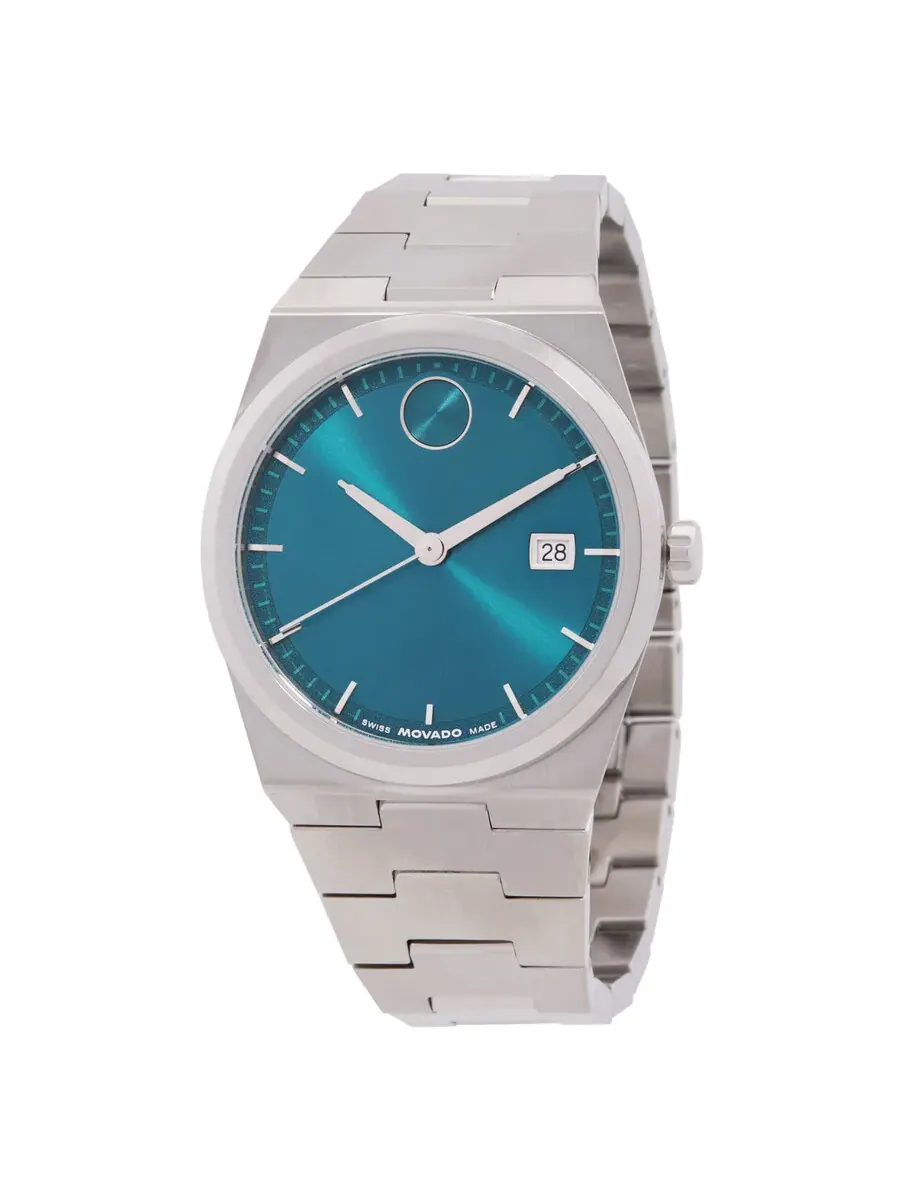 Часы Movado Bold Quest Quartz с зеленым циферблатом, модель 3601222 — изображение 1 из 3, оттенок серебряный