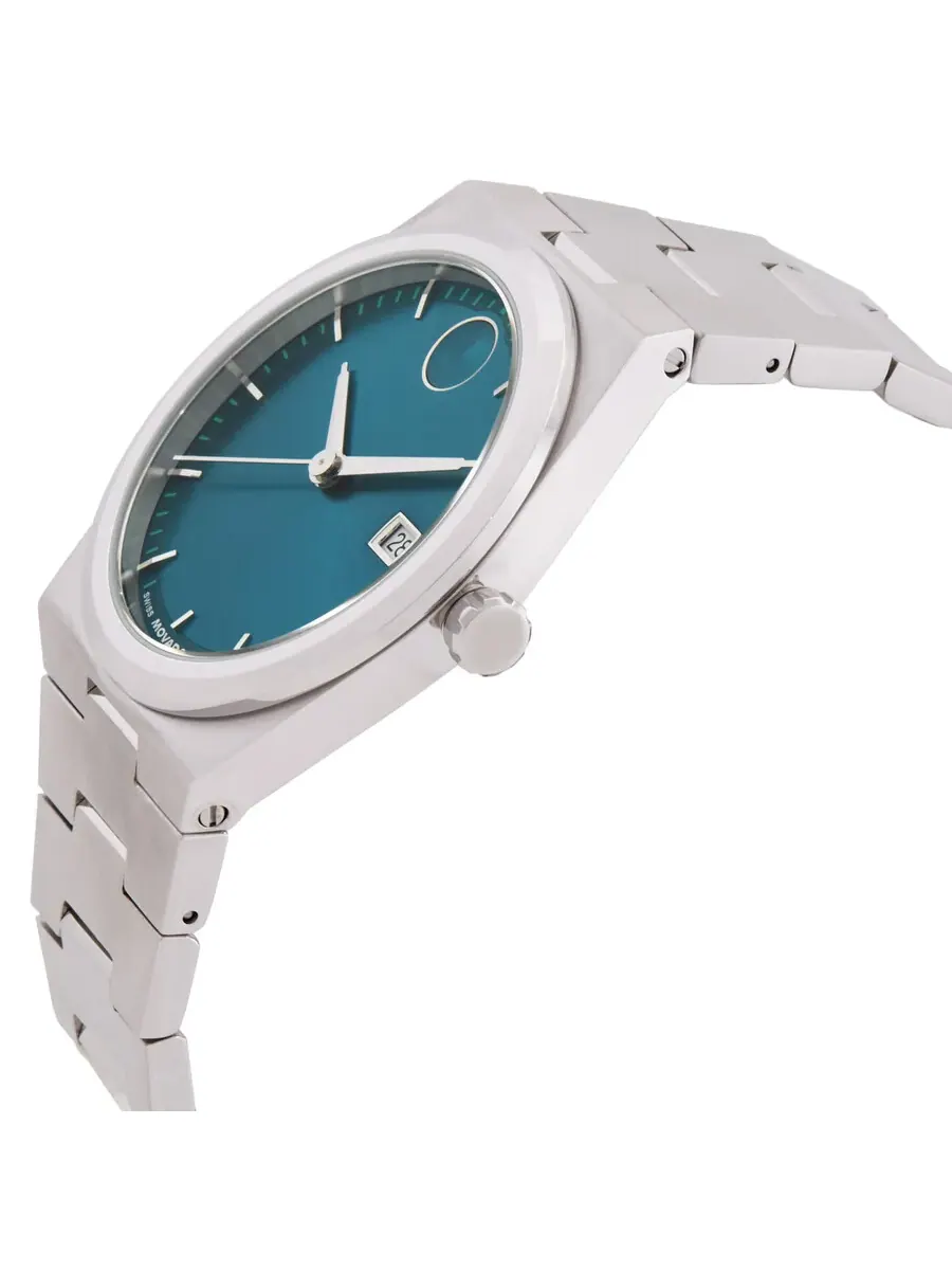 Часы Movado Bold Quest Quartz с зеленым циферблатом, модель 3601222 — изображение 2 из 3, оттенок серебряный