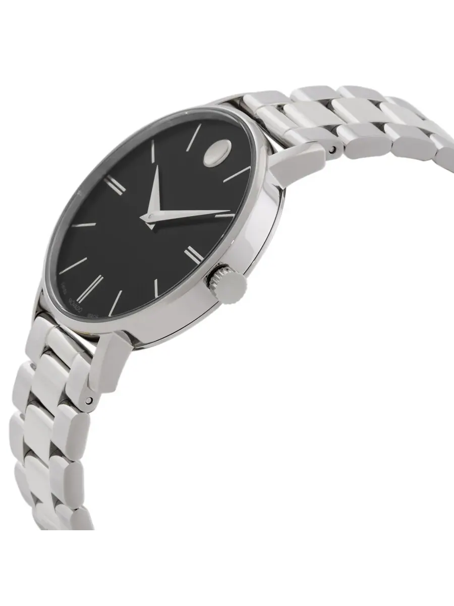Женские часы Movado Classic Museum с кварцевым механизмом и черным циферблатом 608037 — изображение 2 из 3