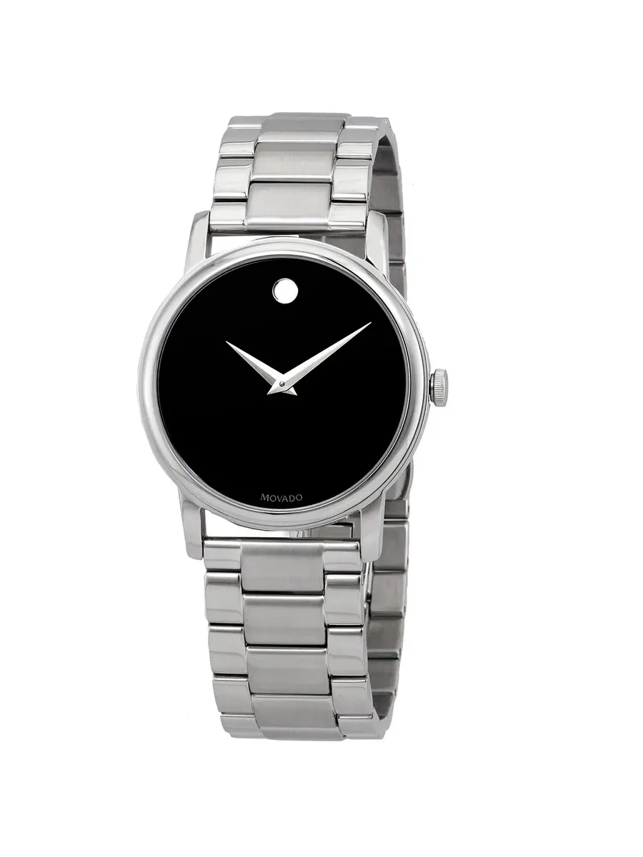 Мужские часы Movado Classic Museum с кварцевым механизмом и черным циферблатом 2100014 — изображение 1 из 3