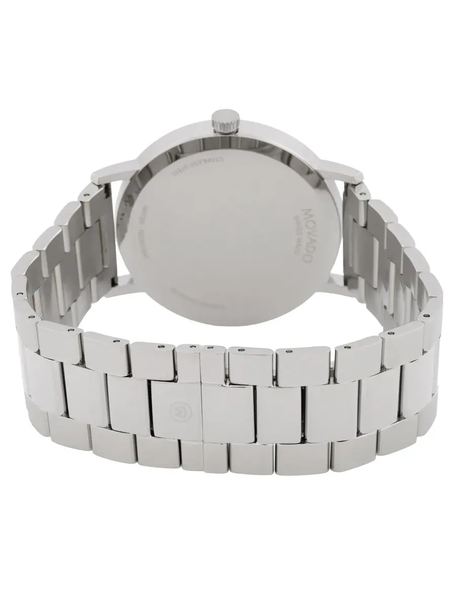 Часы Movado Classic Museum Quartz с черным циферблатом 0607984 — изображение 3 из 3, оттенок серебряный