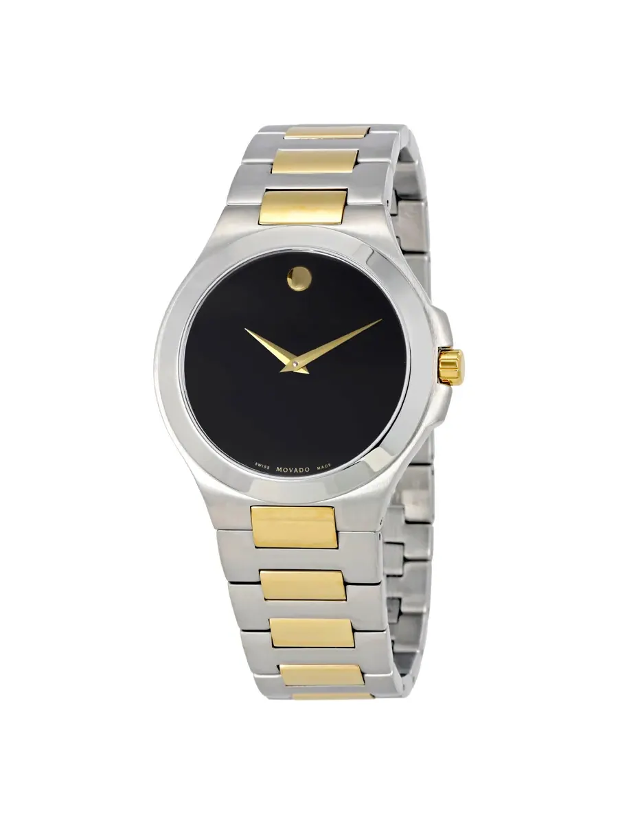 Мужские часы Movado Collection с черным циферблатом и двухцветным корпусом 0606907 — изображение 1 из 3, оттенок серебряный