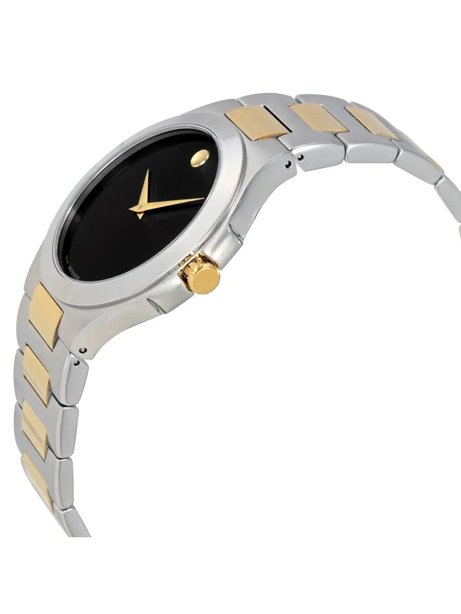 Мужские часы Movado Collection с черным циферблатом и двухцветным корпусом 0606907 — изображение 2 из 3, оттенок серебряный
