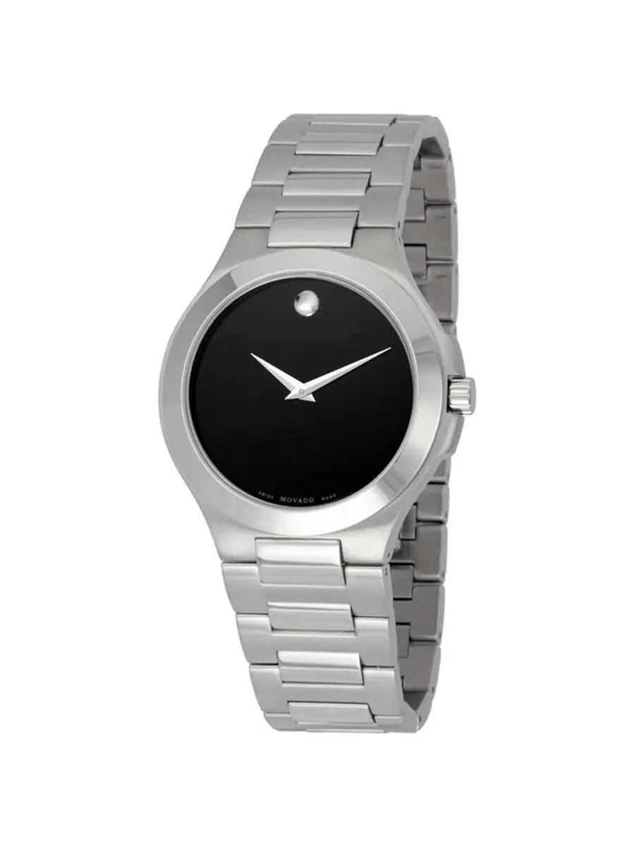 Мужские часы Movado Corporate Exclusive с черным циферблатом 0606163 — изображение 1 из 4, оттенок серебряный