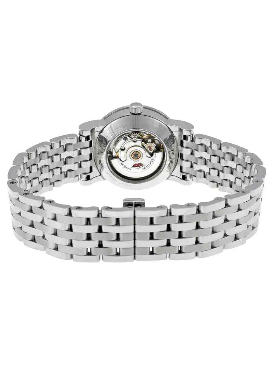 Женские часы Movado Red Label с черным циферблатом и корпусом из нержавеющей стали, артикул 0606107 — изображение 3 из 4