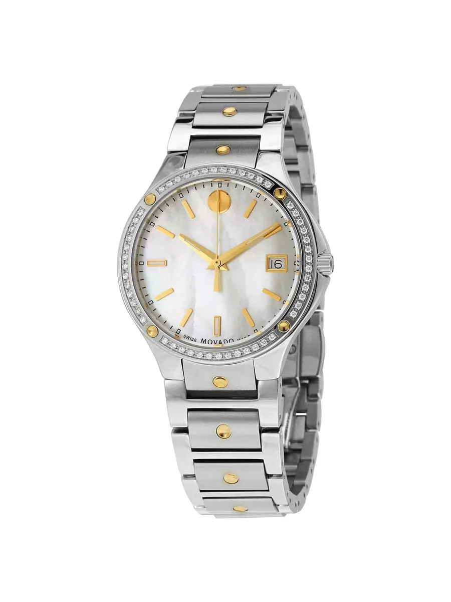 Женские часы Movado SE Quartz с бриллиантами и перламутровым циферблатом 0607517 — изображение 1 из 2, оттенок серебряный