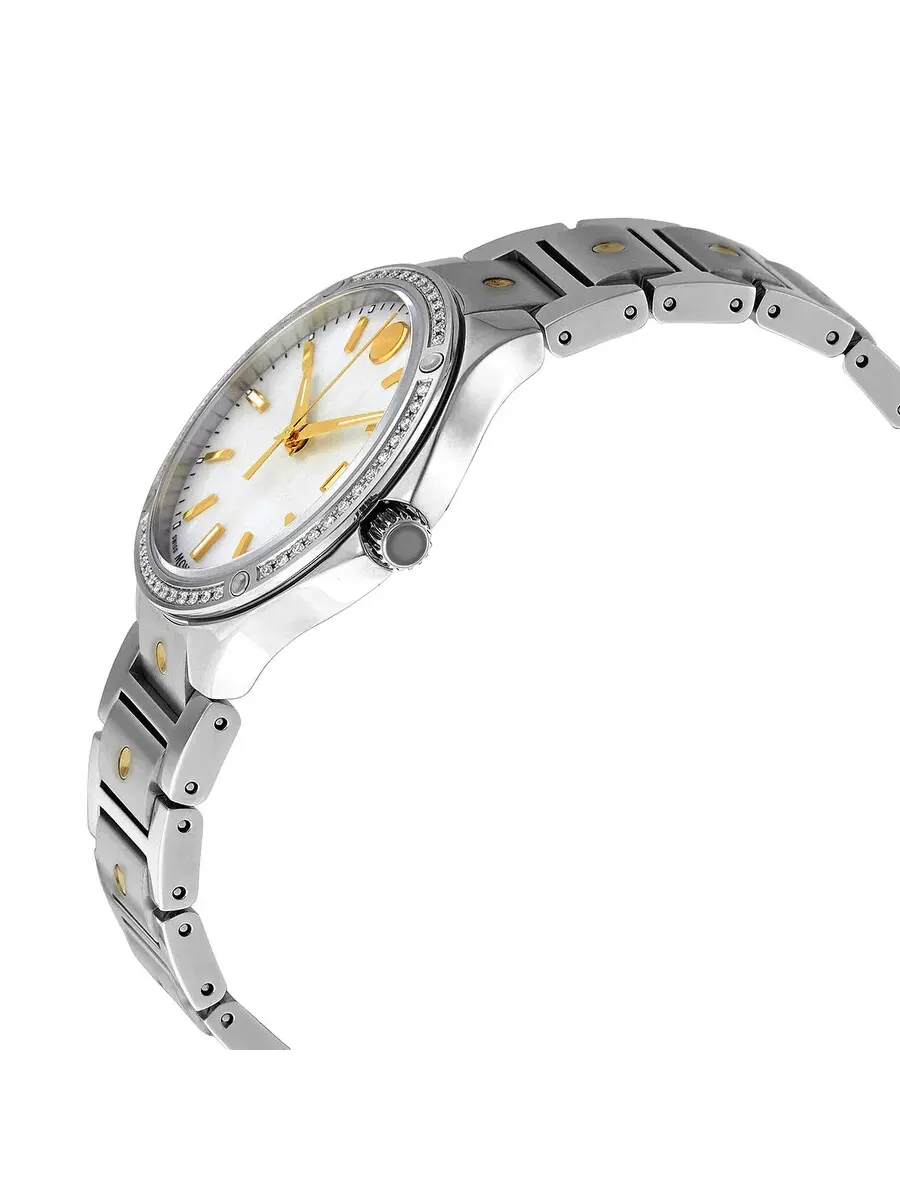 Женские часы Movado SE Quartz с бриллиантами и перламутровым циферблатом 0607517 — изображение 2 из 2, оттенок серебряный