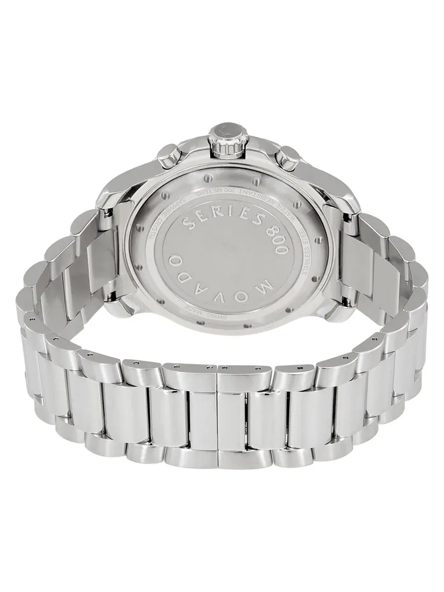 Мужские часы Movado Series 800 с хронографом и черным циферблатом, модель 2600142 — изображение 3 из 3, оттенок серебряный