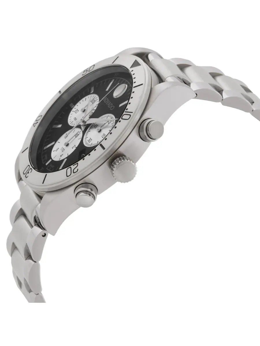 Мужские часы Movado Sport Chronograph Quartz с черным циферблатом 607993 — изображение 2 из 3, оттенок серебряный