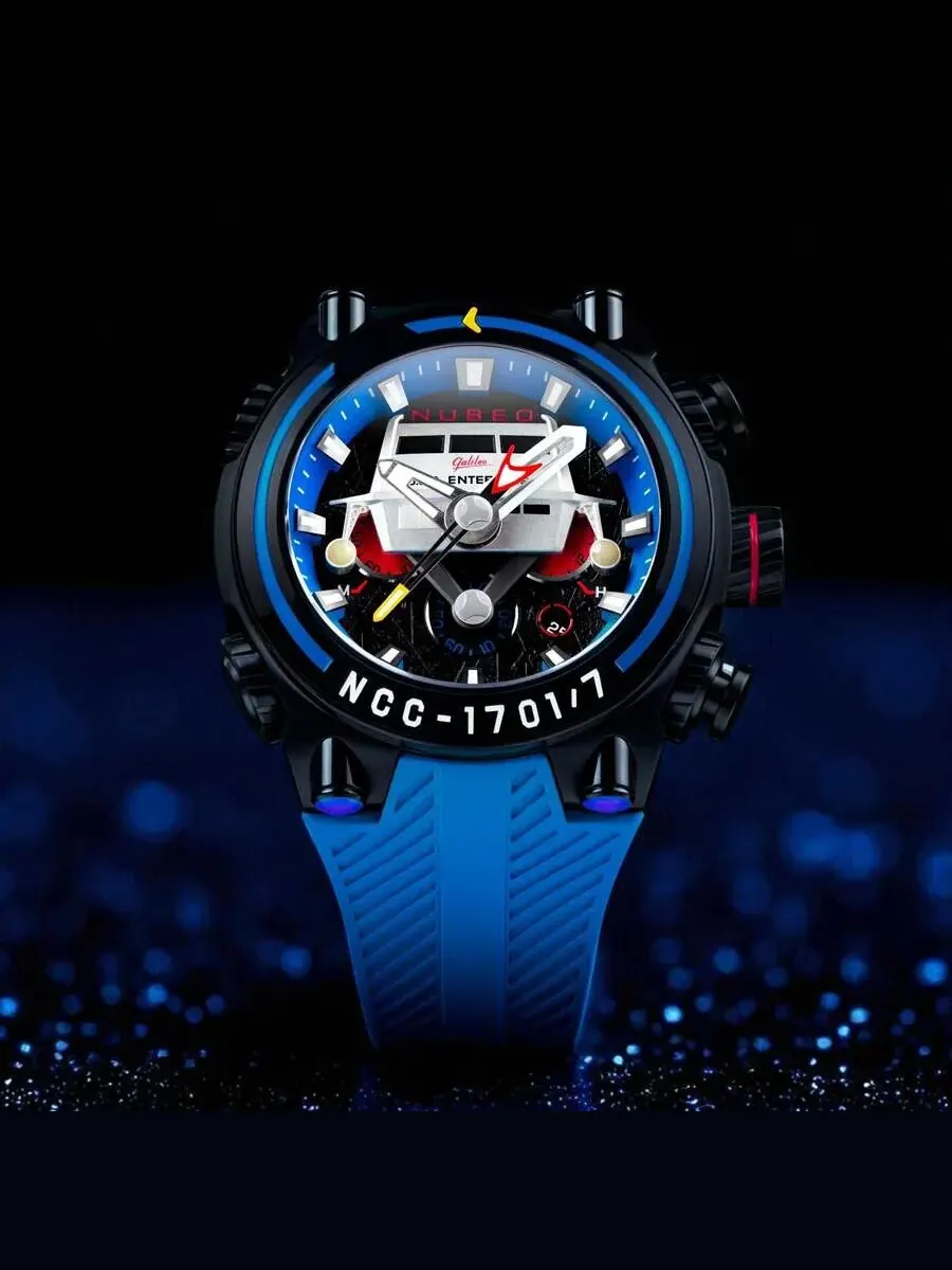 Мужские часы Nubeo Deimos Chronograph с синим циферблатом NB-6118-03 — изображение 2 из 4, оттенок черный