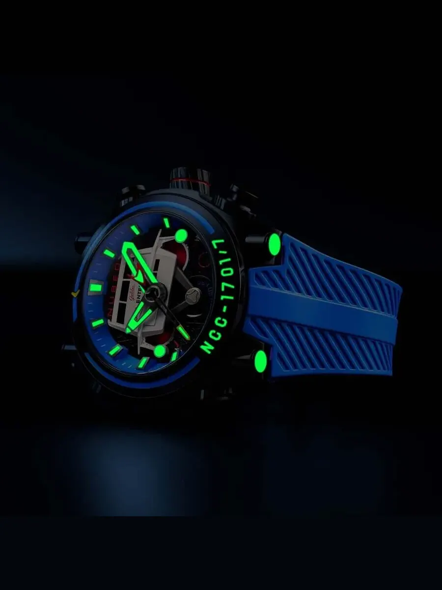 Мужские часы Nubeo Deimos Chronograph с синим циферблатом NB-6118-03 — изображение 3 из 4, оттенок черный