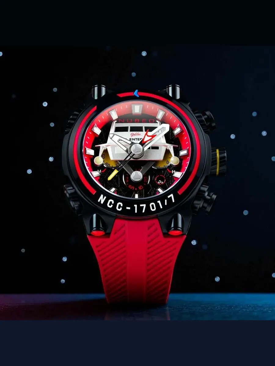 Мужские часы Nubeo Deimos Chronograph с красным циферблатом NB-6118-04 — изображение 2 из 4, оттенок черный