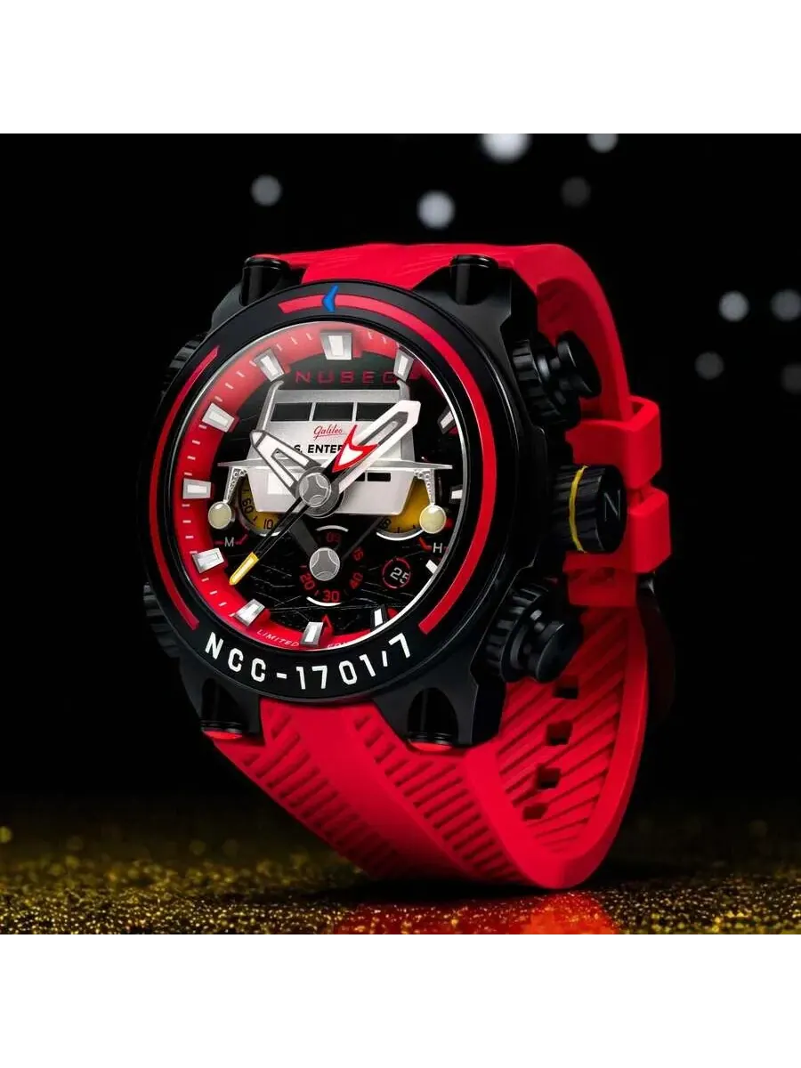 Мужские часы Nubeo Deimos Chronograph с красным циферблатом NB-6118-04 — изображение 4 из 4, оттенок черный